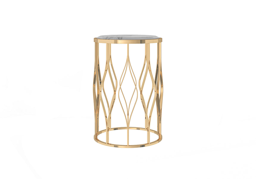 Round Gold Geometric Side Table