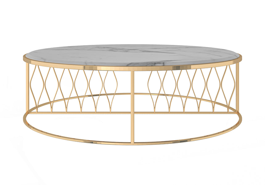 Round Coffee Table with Gold Base