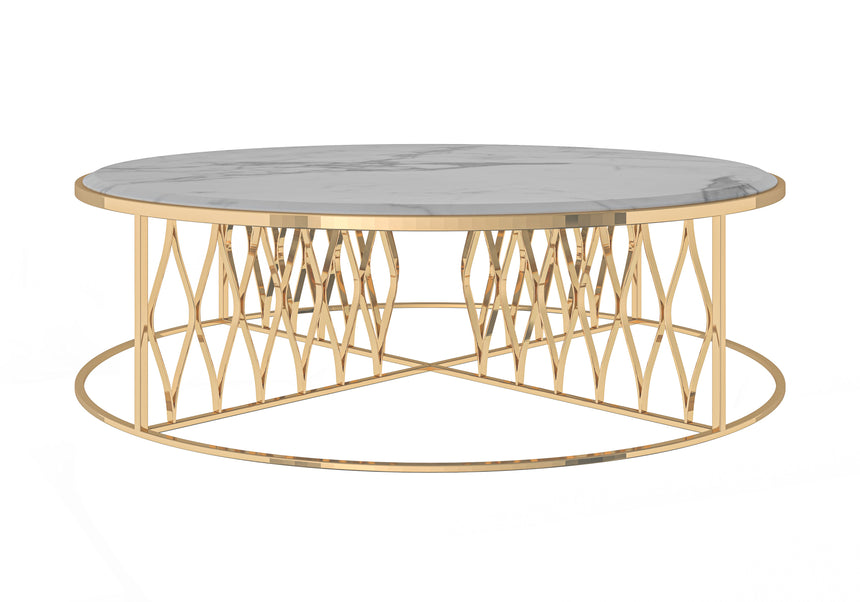 Round Coffee Table with Gold Base