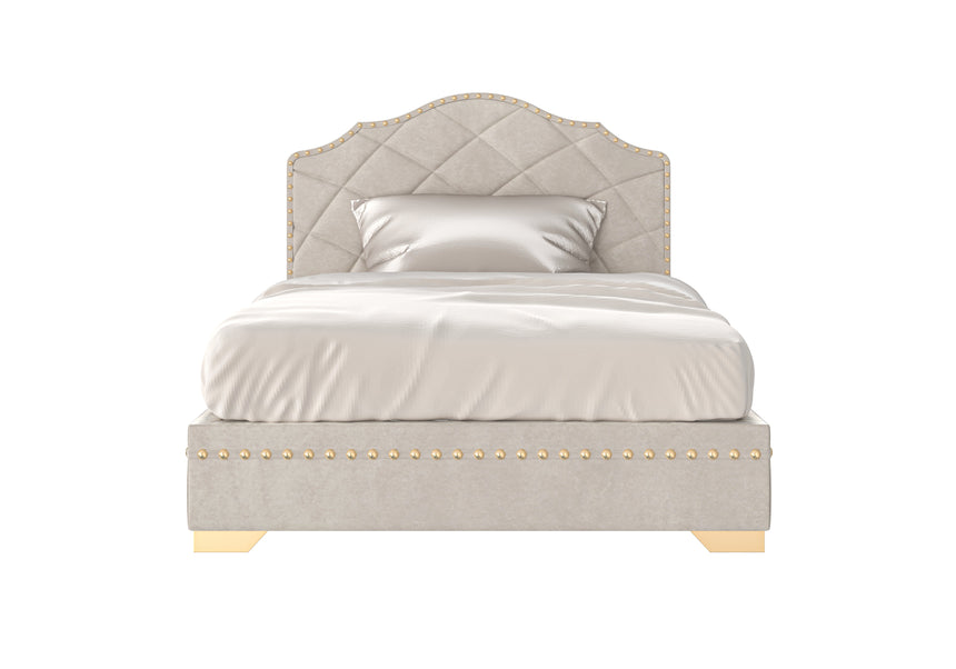 Upholstered Bed with Studs