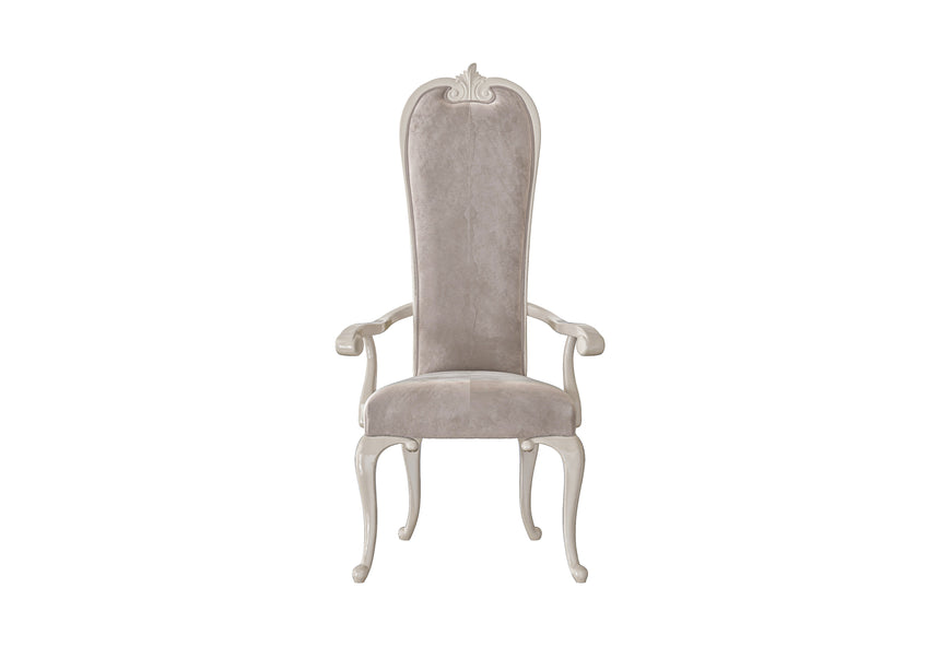 High-Back Velvet Chair with Armrests